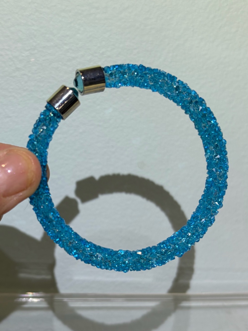 NWOT Sparkling Glitzy Marine Blue Crystal Cuff Bangle Bracelet